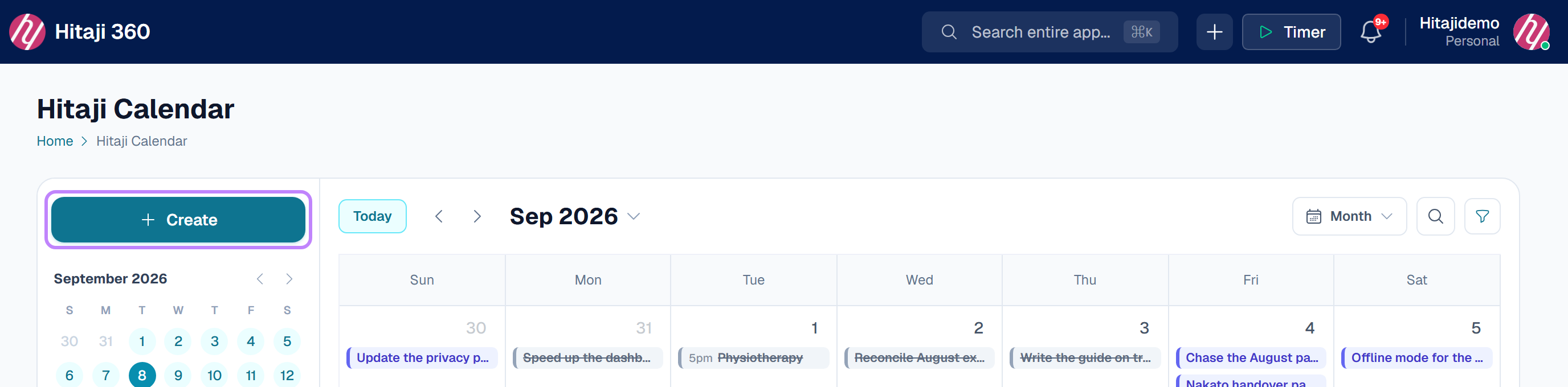 Press Create and pick Task, Reminder, Event, Appointment or Meeting — or click…