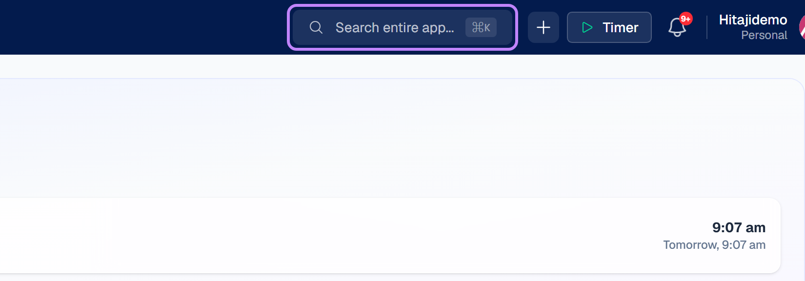 ⌘K searches the product; ⌘/ searches Academy answers