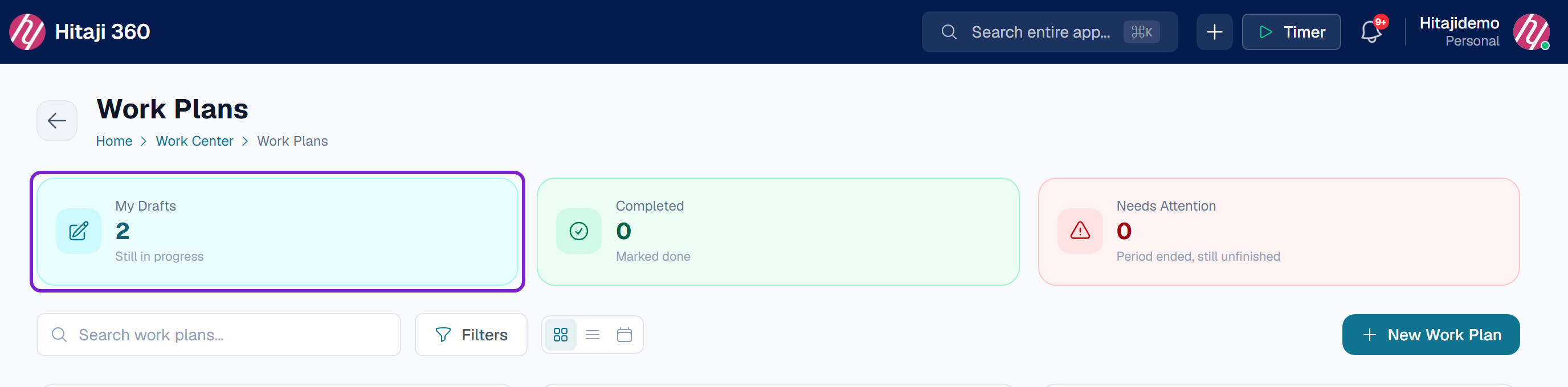Work Plans — go to the Awaiting My Review tab, which carries a count