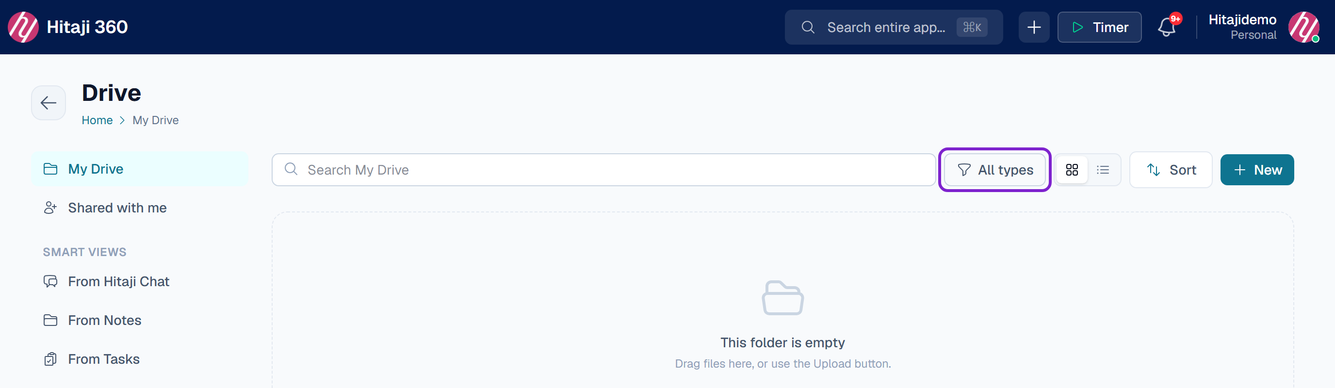 Set the type filter back to All types — your folders will reappear alongside the…