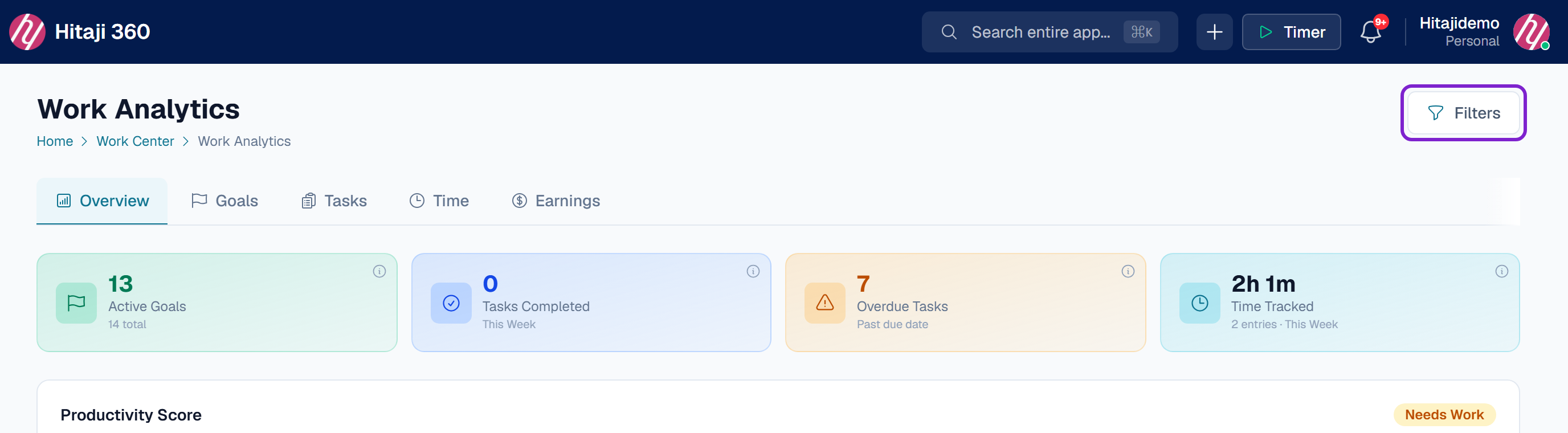 Reports and go to Filter Reports — choose a time frame