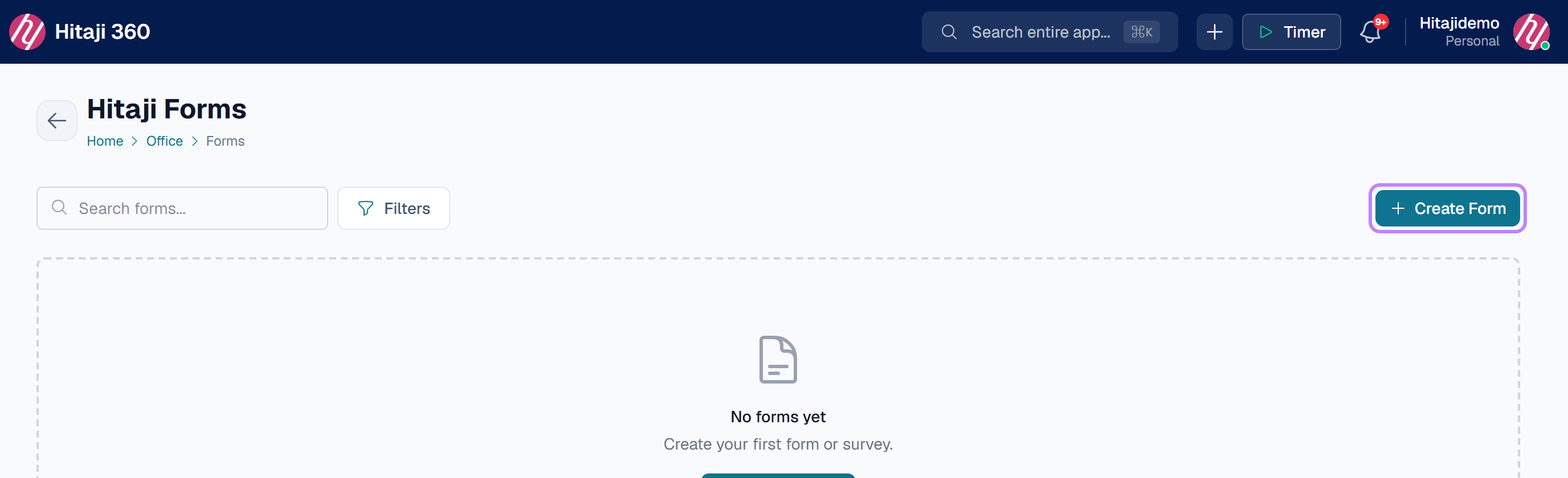 Hitaji Forms from the Office hub — choose whether it belongs under My Forms or…